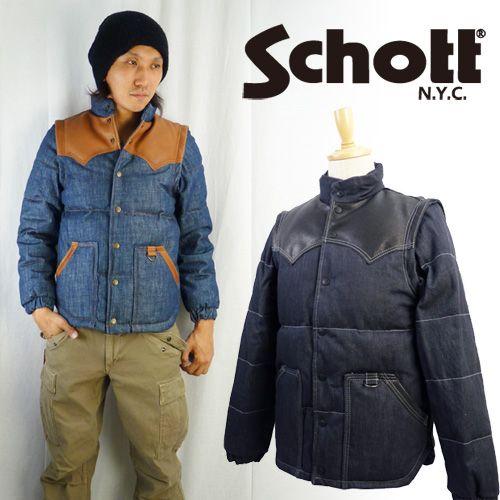 Schott N.Y.C ショット 2Wayレザーヨークデニムダウン Schott N.Y.C ショット 2Wayレザーヨークデニムダウン