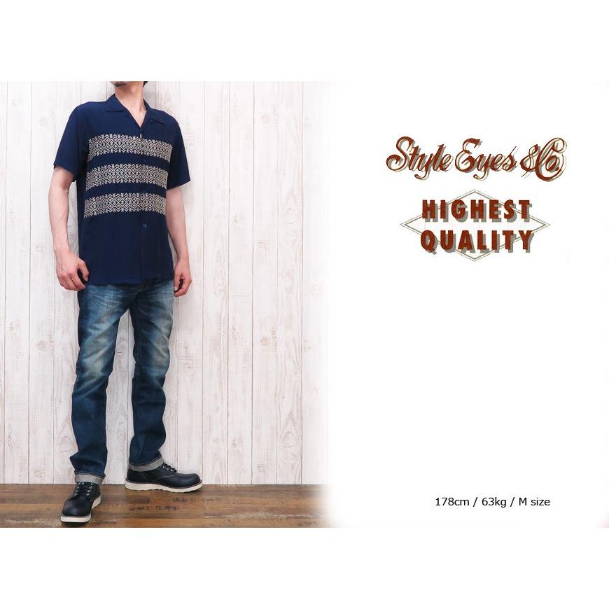 Style Eyes スタイルアイズ レーヨンオープンシャツ 半袖 刺繍 THREE.... se37606 STYLE EYES（スタイルアイズ） レーヨンオープンシャツ 半袖 刺繍