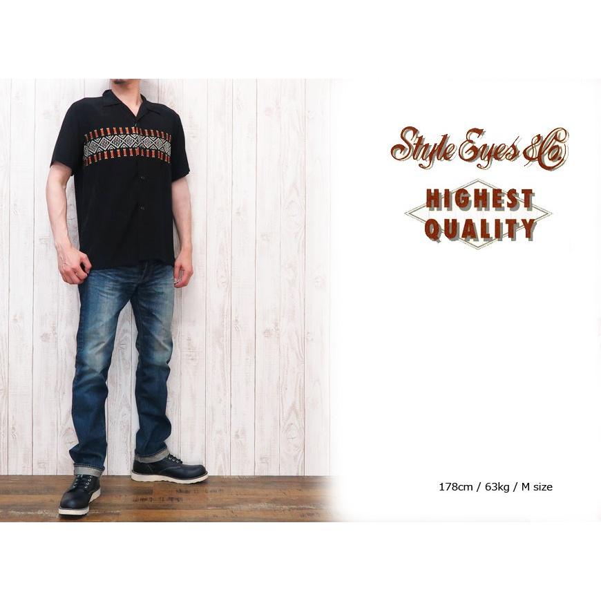 Style Eyes スタイルアイズ レーヨンオープンシャツ 半袖 刺繍 ONE.... se37607 STYLE EYES（スタイルアイズ） レーヨンオープンシャツ 半袖 刺繍 ONE