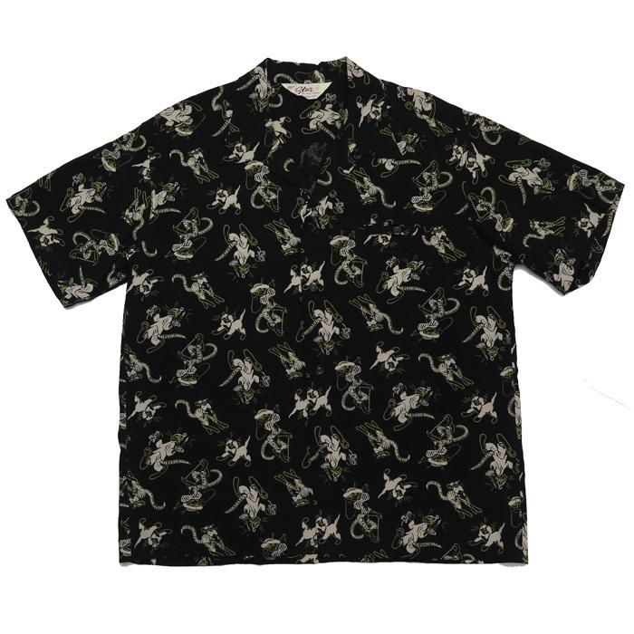 STAR OF HOLLYWOOD スターオブハリウッド 半袖 オープンカラー シャツ ボウリングシャツ ハワイアン アロハ レーヨン FANCY CATS SH38637