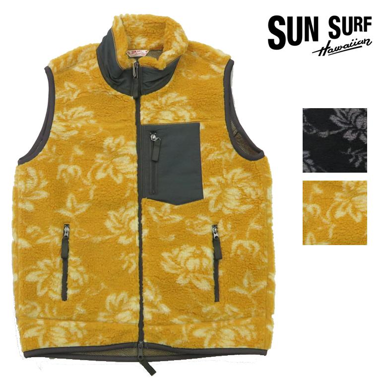 SUN SURF フリースベスト 新品　品番SS15667　バンダナパンツ2点 SUN SURF サンサーフ ボア ベスト ISLAND FLOWER SS15667 : EARTH