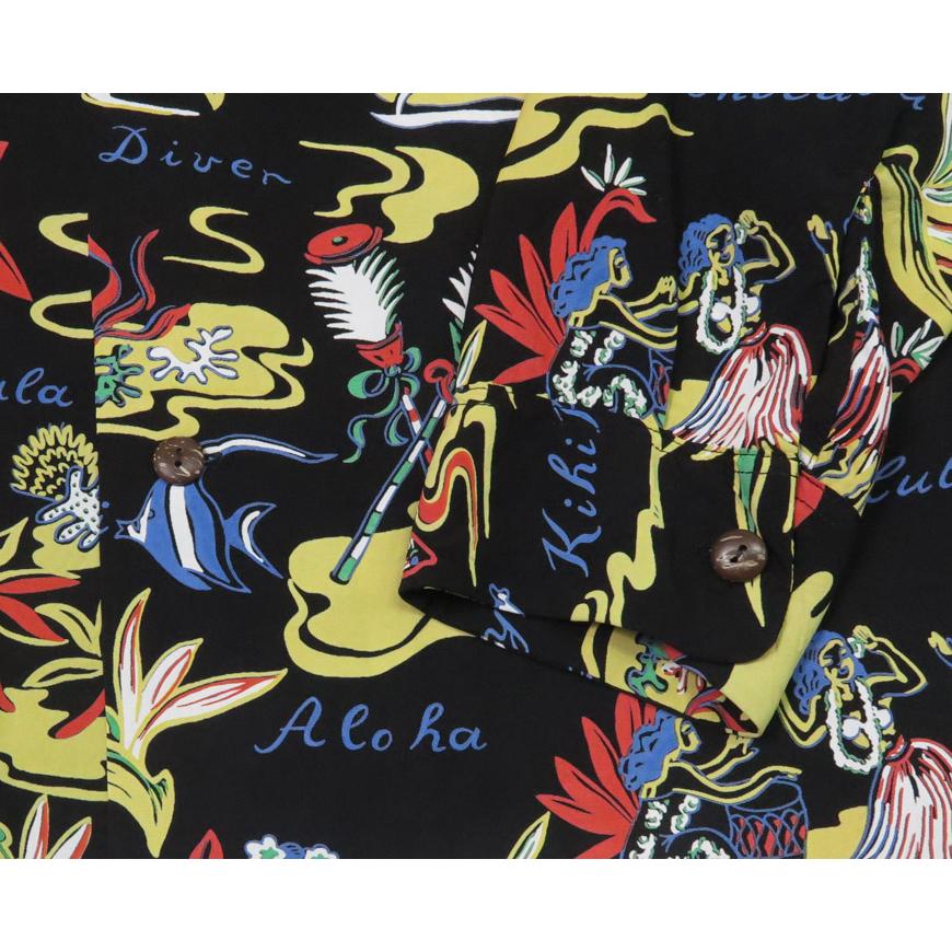 SUN SURF サンサーフ 長袖 レーヨンハワイアンシャツ HAWAIIAN HULA