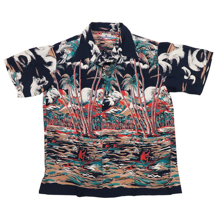SUN SURF サンサーフ 半袖 レーヨン ハワイアンシャツ CANOE RACE