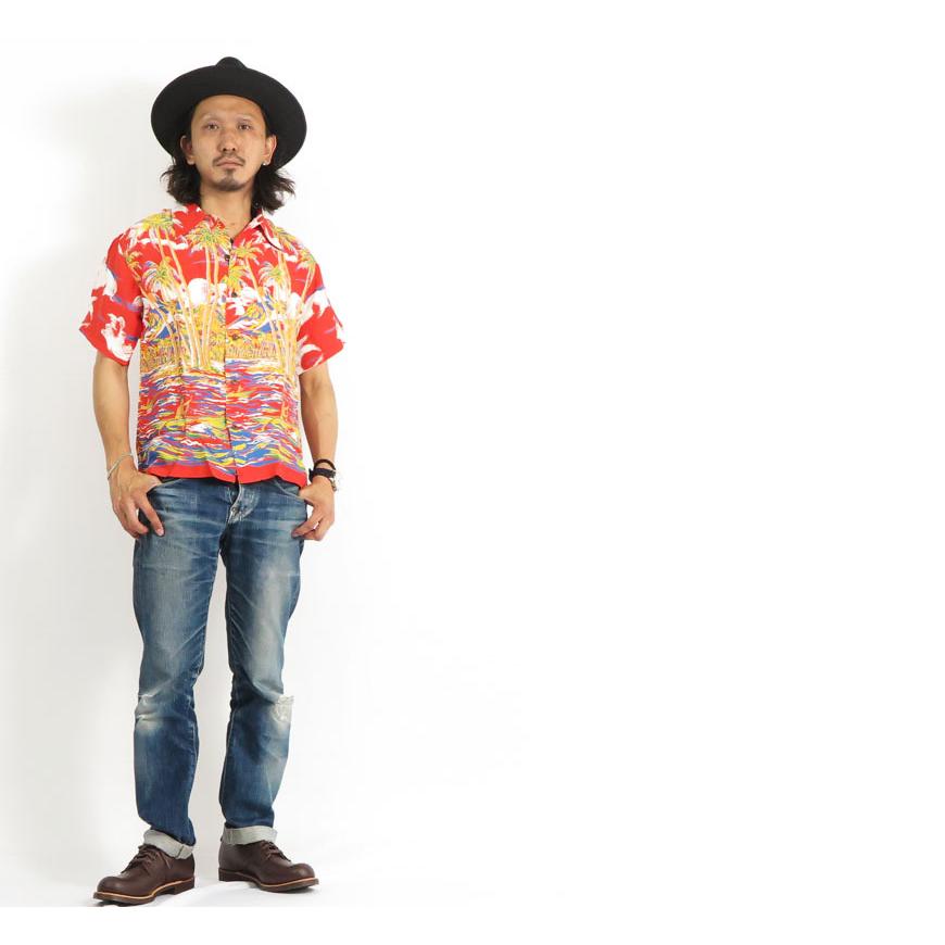 SUN SURF サンサーフ 半袖 レーヨン ハワイアンシャツ CANOE RACE