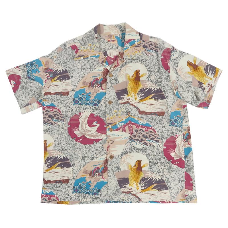 サンサーフ 和柄 アロハシャツ L 壁縮緬 雲海 龍 松 SUN SURF SUN SURF サンサーフ 半袖 レーヨン壁縮緬 ハワイアンシャツ