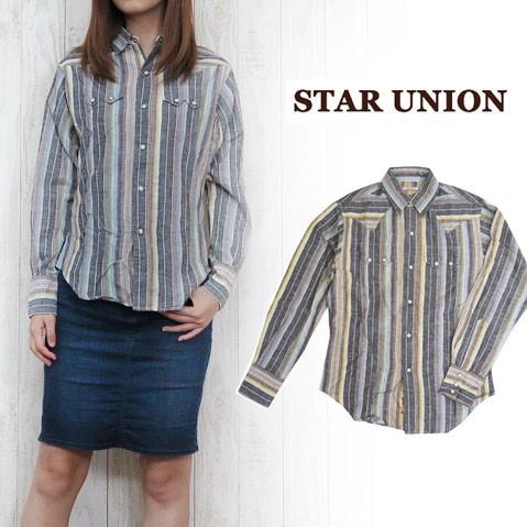 SUGAR CANE STAR UNION スターユニオン ネップストライプシャツ レディース su20633 : EARTH MARKET ...
