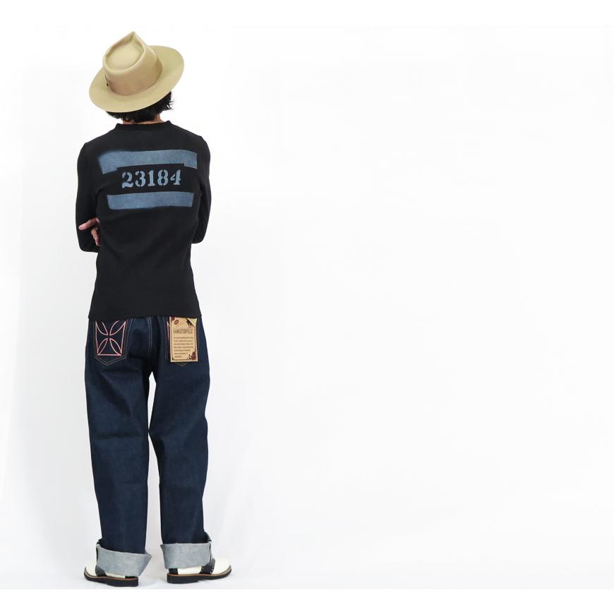 GANGSTERVILLE ギャングスタービル THUG DENIM WIDE "IRON CROSS" 14oz デニム ワイド ジーンズ