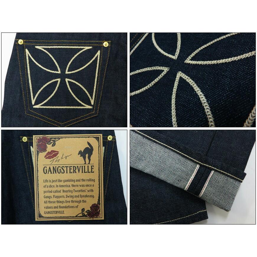 GANGSTERVILLE ギャングスタービル THUG DENIM SLIM "IRON CROSS" インディゴ 14oz デニム スリム ジーンズ アイアンクロス 刺繍｜earthmarket1｜04