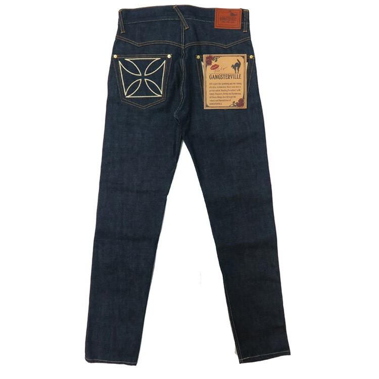 GANGSTERVILLE ギャングスタービル THUG DENIM SLIM "IRON CROSS" インディゴ 14oz デニム スリム ジーンズ アイアンクロス 刺繍｜earthmarket1｜08