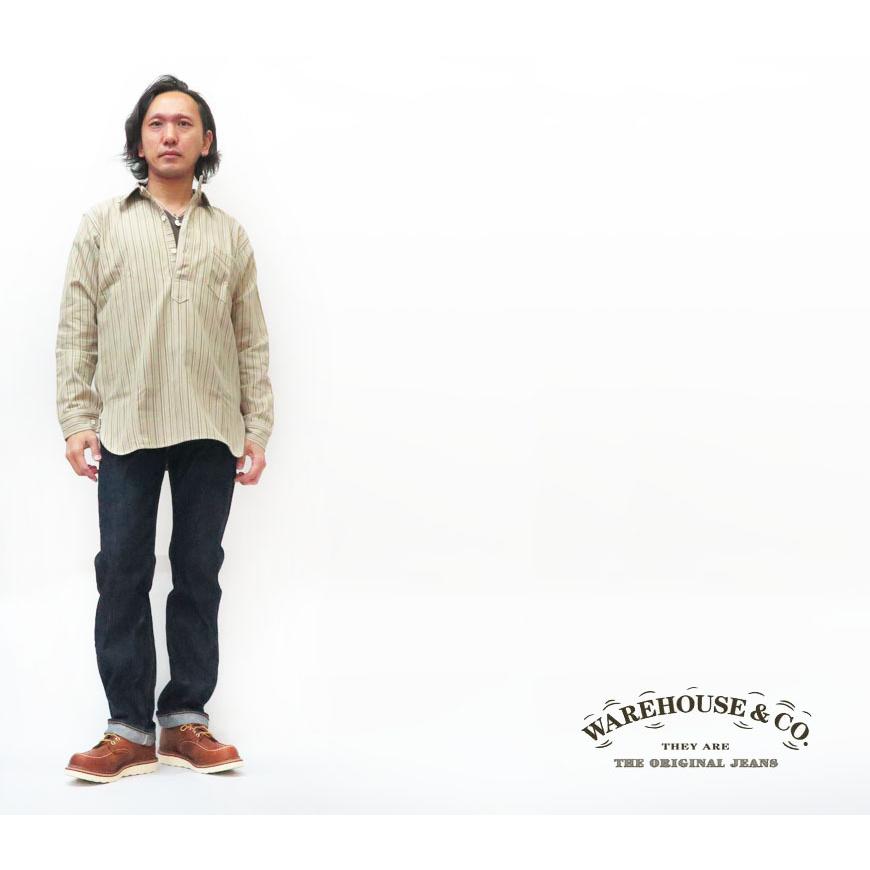 WAREHOUSE ウェアハウス プルオーバー ストライプ シャツ 裏起毛