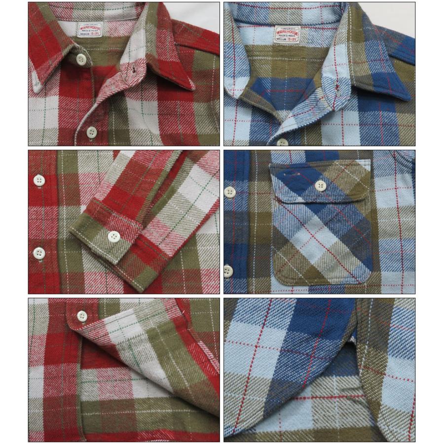 ウェアハウス　バッファローチェック　ヘビーフランネルシャツ　サイズL ベージュ WAREHOUSE ウェアハウス フランネル シャツ 長袖 チェック E柄