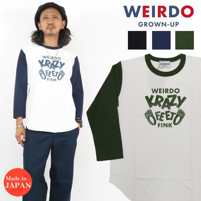 WEIRDO（ウィアード） 七分袖 2トーン ベースボール Tシャツ KRAZY