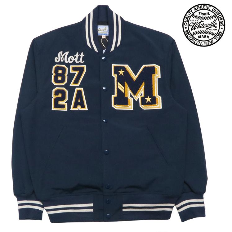 Whitesville 刺繍スタジャン サイズ40 ネイビー WHITESVILLE WHITES