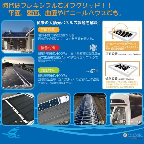 90W CIGS薄膜フレキシブルソーラーパネル FlexuSolar フレクサソーラー　軽量 高効率 太陽光 防災 災害 壁面 車中泊 キャンピング 軽自動車 車載 １BOX 爆買 |  | 03