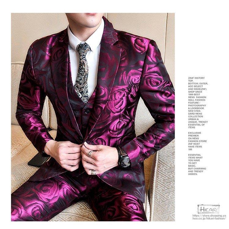 21年製 新品 スーツ スタイリッシュ 合唱 パーティー 結婚式 ステージ衣装 演奏会 演出服 舞台着 スーツセット 花柄 メンズ カジュアル スーツ サイズ 2xl Clipecoturismo Tur Br