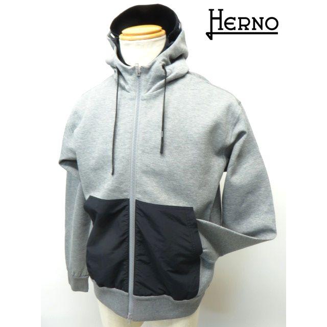 HERNO（ヘルノ） メンズ コットン スエット ジップアップパーカー