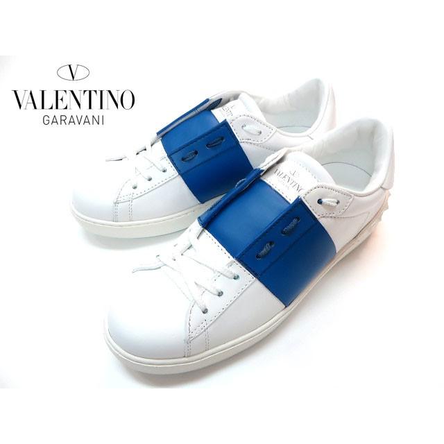 ＶＡＬＥＮＴＩＮＯ ＧＡＲＡＶＡＮＩ ヴァレンティノ ガラヴァーニ メンズ レザースニーカー ホワイト×ブルー
