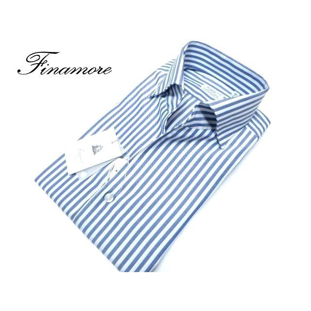 フィナモレ ｆｉｎａｍｏｒｅ メンズ コットン ストライプ オープンカラー ボタンダウンシャツ19ss春夏新作 Milano22 C0079 03ブルーストライプ Presidium Ph