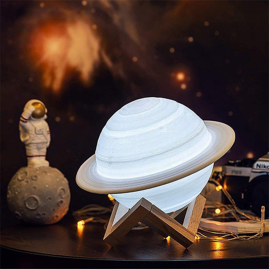 土星ランプ ナイトライト テーブルライト USB充電 夜間ライト 16色 リモコン付き 室内照明用 常夜灯 タッチ調光 無段階調光 3Dプリント 宇宙 誕生日プレゼント｜east-st｜02