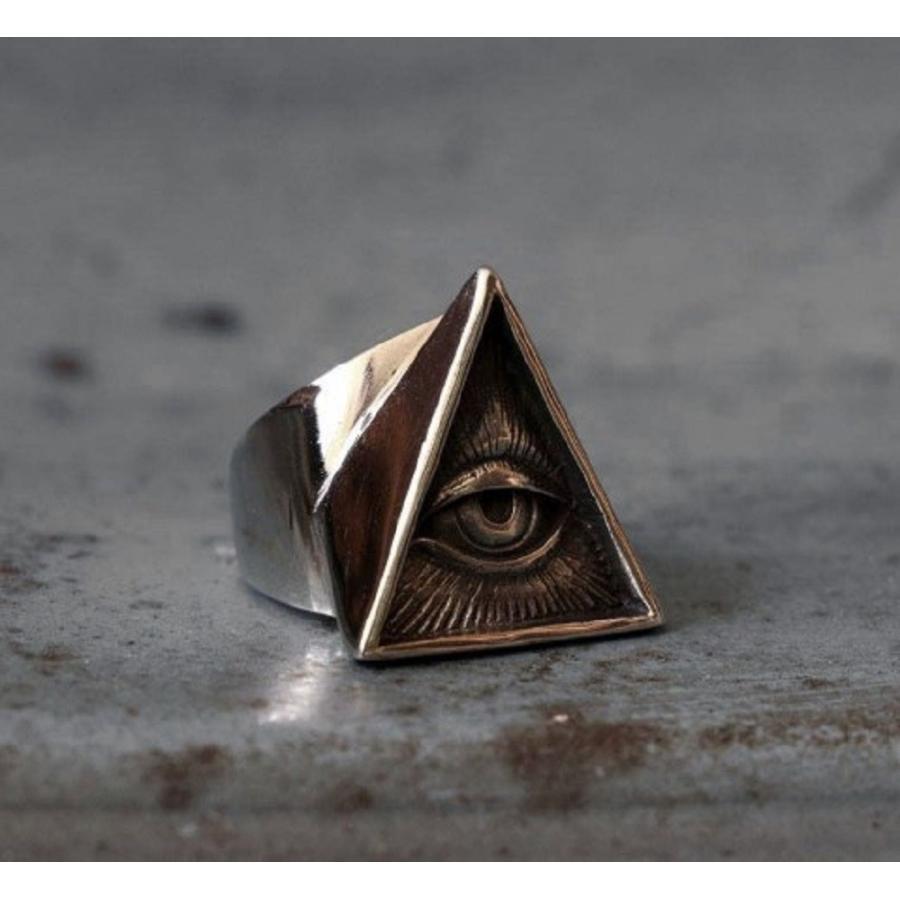 プロビデンスの目 ピラミッド リング メンズ ストーンアイ 万物を見通す目 指輪 真実の目 三角 フリーメイソン シンボル マーク シルバーアクセサリー 都市伝説｜east-st｜02