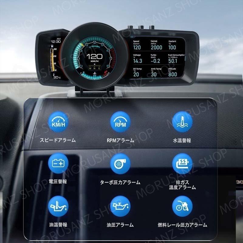 当日発送 最新型 メーター 車用スピードメーター OBD2 GPS ヘッドアップディスプレイ ブースト計 警告機能 故障診断 液晶ディスプレイ 高輝度 日本語取説｜east-st｜03