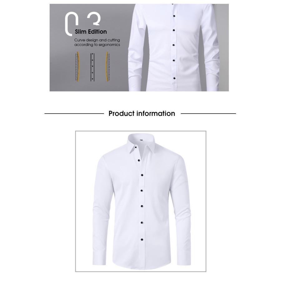 ワイシャツ 完全ノーアイロン シャツ 長袖 メンズ 超形態安定 ストレッチ ノンアイロン 形状記憶 Yシャツ おしゃれ 吸水速乾 カッターシャツ 大きいサイズ｜east-st｜15