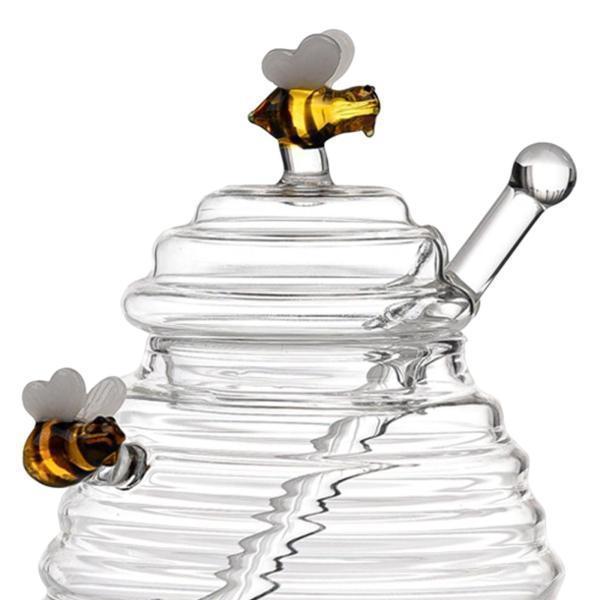 おしゃれハニーポット 蜂蜜 保存容器 ハニー ジャム ディスペンサー 蜂蜜入れ ハチミツ ガラス 蓋付き｜east-st｜08