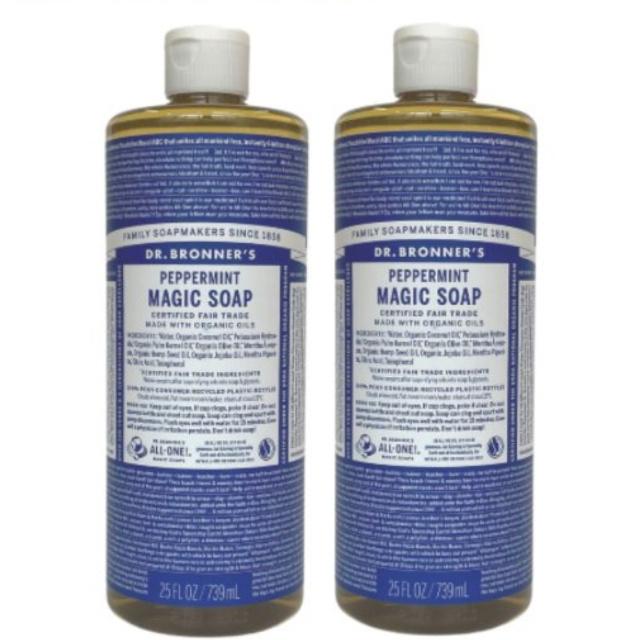 ドクターブロナー マジックソープ ペパーミント コストコ 739ml 2本 オールインワンリキッドソープ Dr.Bronner's｜east-toraya