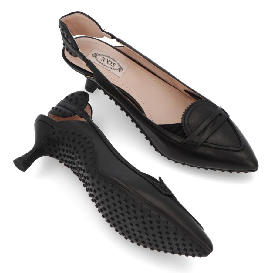 トッズ パンプス GOMMA T50 59B SLINGBACK NYH NERO ブラック レザー 