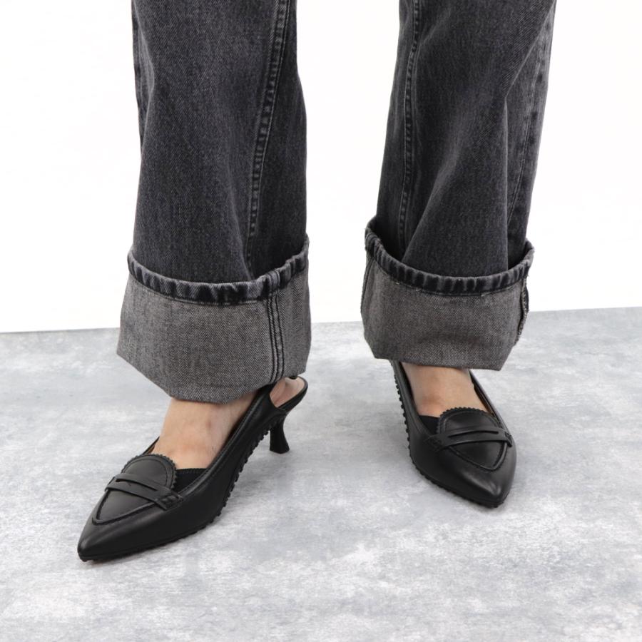 トッズ パンプス GOMMA T50 59B SLINGBACK NYH NERO ブラック レザー 