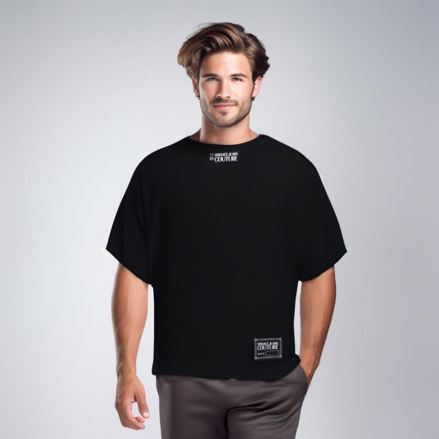 ヴェルサーチ VERSACE 72GAHT18 CJ00O VERSACE Tシャツ ブラック 半袖 