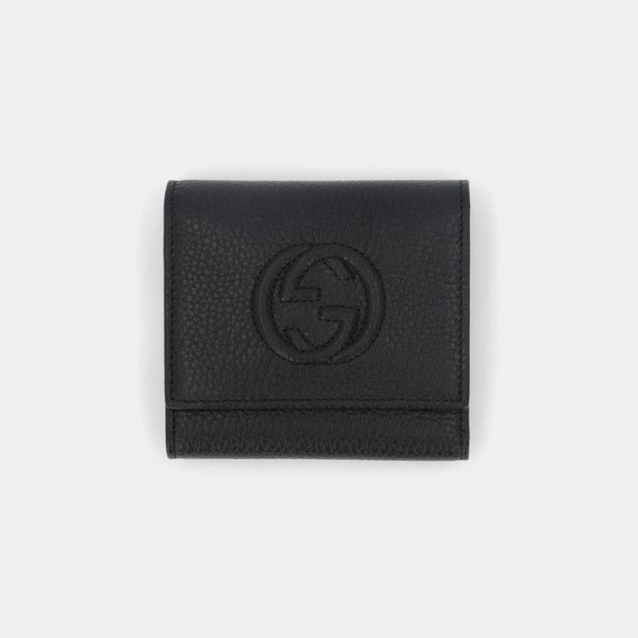 GUCCI 三つ折り財布 GGロゴ 黒 レザー GUCCI 三つ折り財布 GGロゴ 黒 レザー