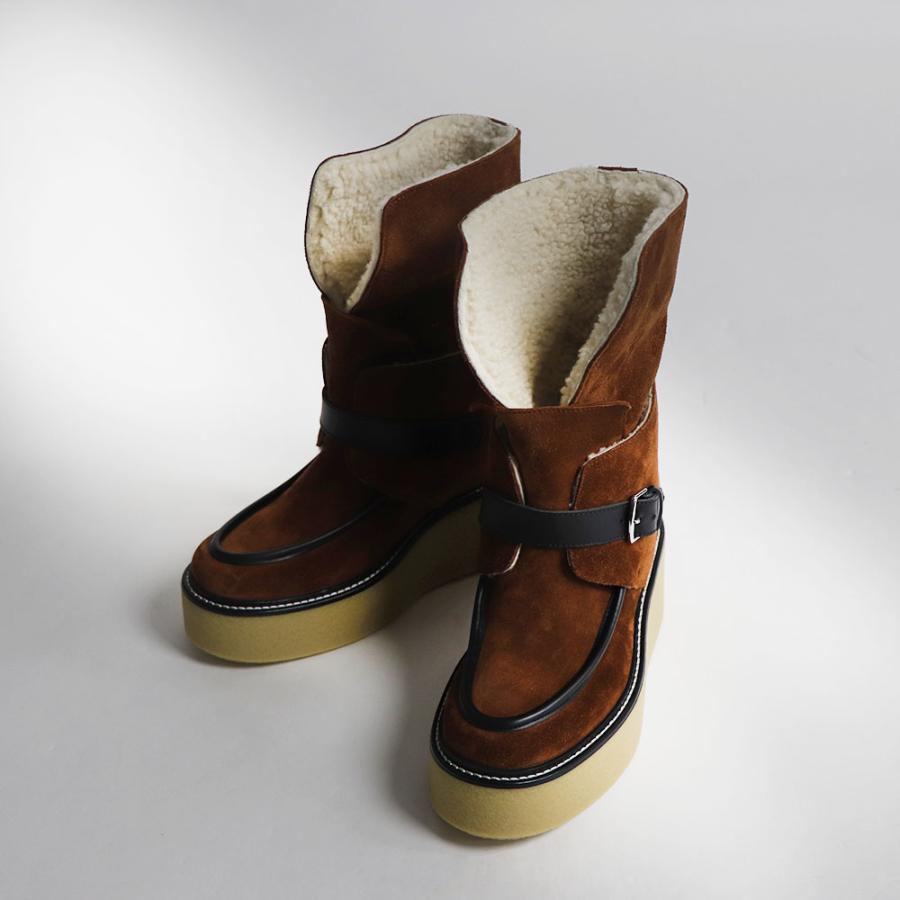 エルメス HERMES Hemisphere ankle boot ムートンブーツ ブラウン  