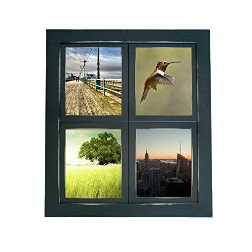 MyBarnwoodFrames???Lightly Distressedコラージュ格子4?Opening 5?x 7?"画像フレーム、ブラック、Made in the USA