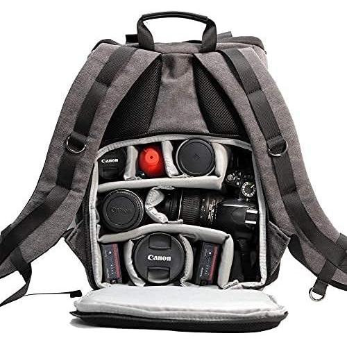 EIRMAI カメラバックパック キャンバスバッグ 写真撮影用バックパック 撥水性 デジタル一眼レフカメラバッグ レインカバー付き ミラーレスカメラ ビデオカ EIRMAI カメラバックパック キャンバスバッグ 写真撮影用バックパック 撥水性 デジタル一眼レフカメラバッグ レインカバー付き ミラーレスカメラ