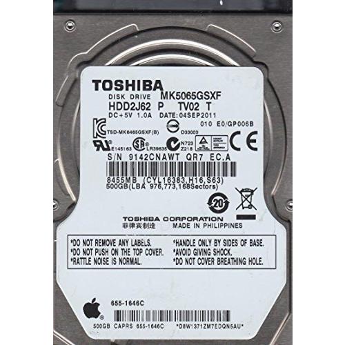 MK5065GSXF HDD2J62 P TV02 T 東芝 500GB SATA 2.5 ハードドライブ