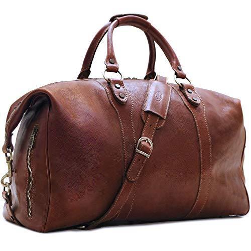 大好き Floto Roma Travel Bag Saddle Brown Large Italian Leather Weekender Duffle