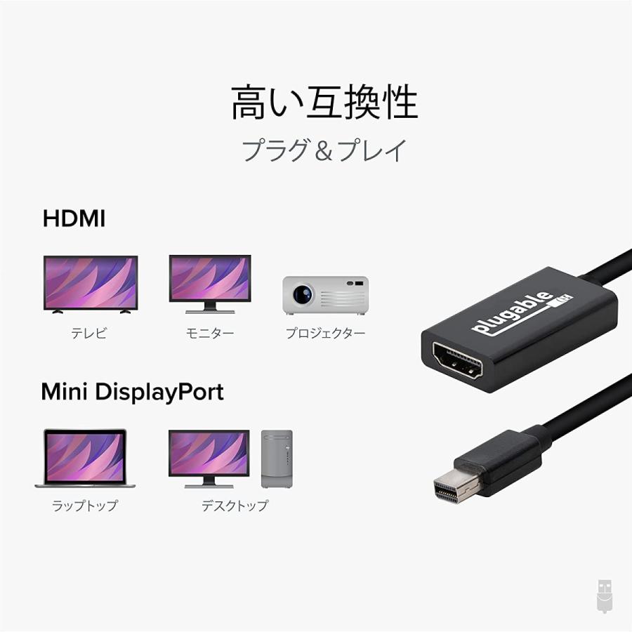 業界最高い品質 Plugable Mini DisplayPort - HDMI 変換アダプター アクティブ MDP-HDMI MDP ポート搭載システム互換 4K@60Hz対応　Surface Pro、Macシステム（Thunderbolt