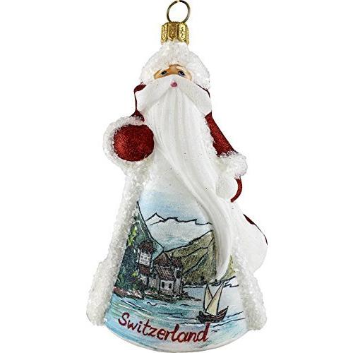 GlitterazziスイススイスサンタPolishガラスクリスマスオーナメント装飾