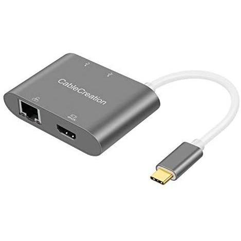 オカヤドカリ CableCreation USB C - HDMI + イーサネットアダプター 4-in-1 USB Cハブ - 4K HDMI ギガビットイーサネット 2 USB 3.0 Thubderbolt 3対応 MacBook Pro/Air