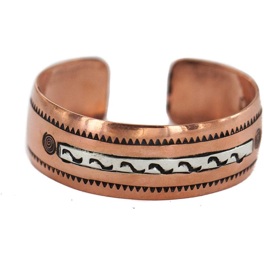 【値下げ・名盤】 $ 200小売タグハンドメイドAuthentic MazeシルバーMade by Delores Little Navajo Native 純粋な銅ブレスレット 【XUR8302325823】(29167円)