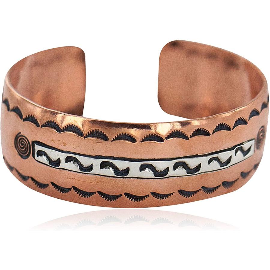 【値下げ・名盤】 $ 200小売タグハンドメイドAuthentic MazeシルバーMade by Delores Little Navajo Native 純粋な銅ブレスレット 【XUR8302325823】(29167円)
