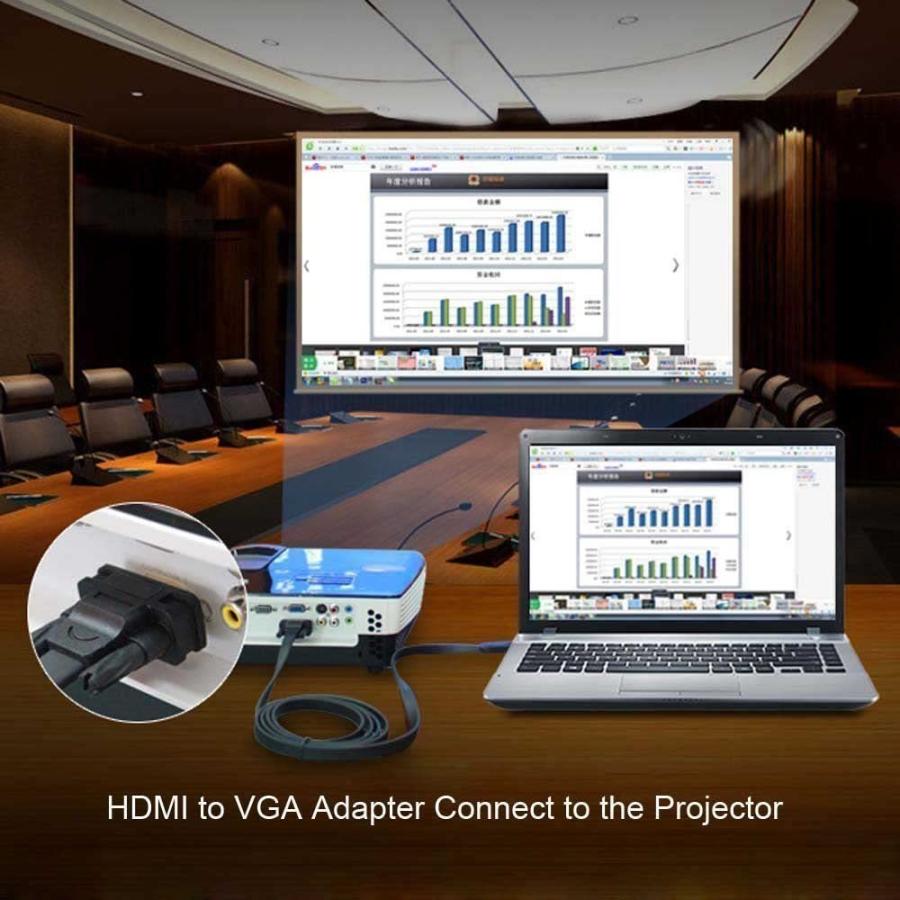 公式プロモーション xintronics VGA to HDMI出力1080p HDオーディオTV AV HDTVビデオケーブル変換アダプタUSB、3.5?MM ブラック VGA-HDMI