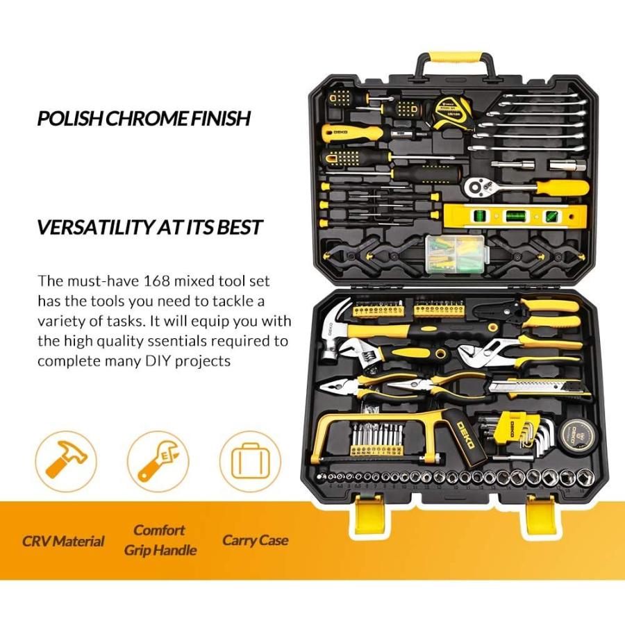 DEKO 168 Piece Tool Set for Auto Repair, General Household with Wrench and Plastic ToolBox｜eastriver｜03