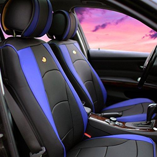 FH Group - PU205BLUEBLACK102 Ultra Comfort Leatherette Front Seat Cushions (Airbag Compatible)