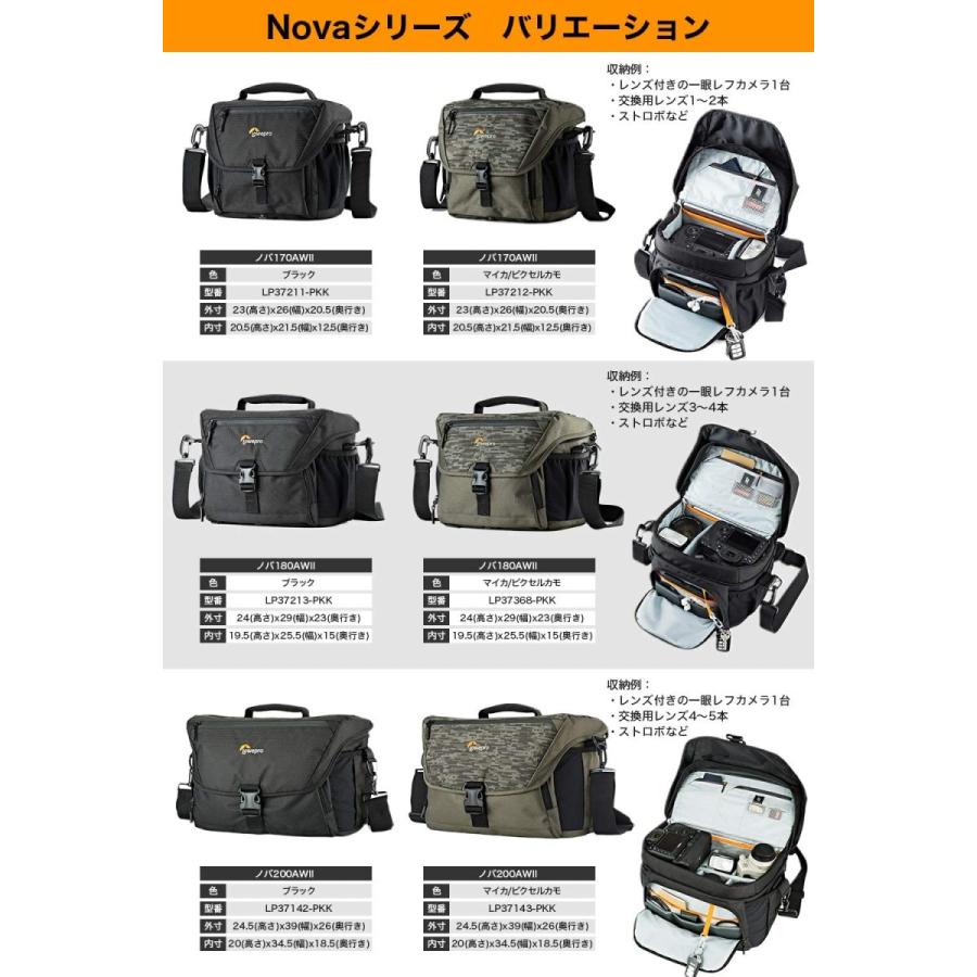 Lowepro ショルダーバッグ ノバ200AW II 12.8L ブラック LP37142-PWW Lowepro ショルダーバッグ ノバ200AW II 8L ブラック LP37142 PWW 5cm