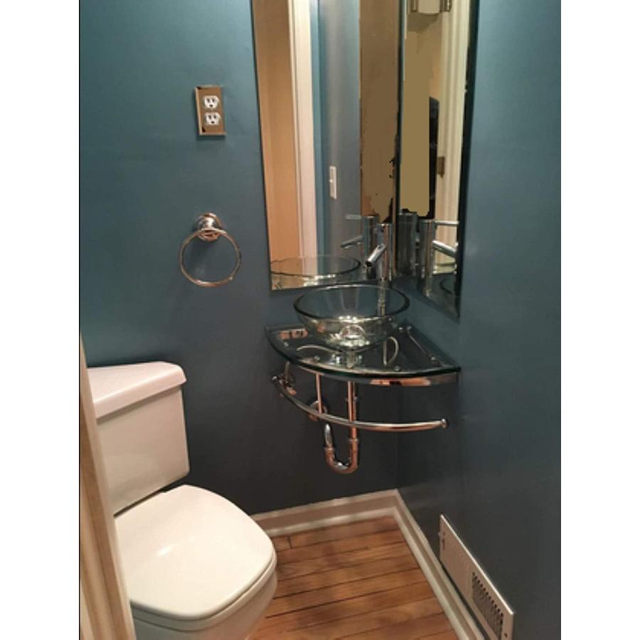 ブランド品専門の Lorixon LV-004 Rack Towel up Pop Top Sink Vessel Glass Clear  Vanity Bathroom Mount Wall Corner その他インテリア雑貨、小物