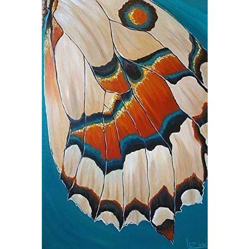 本物品質の Wrapped Gallery Hand Painted 36 X 12 Art Wing Butterfly Teal Painting Butterfly Modern Original 送料無料 Art Fine W Liz 絵画 Www Amf46 Fr