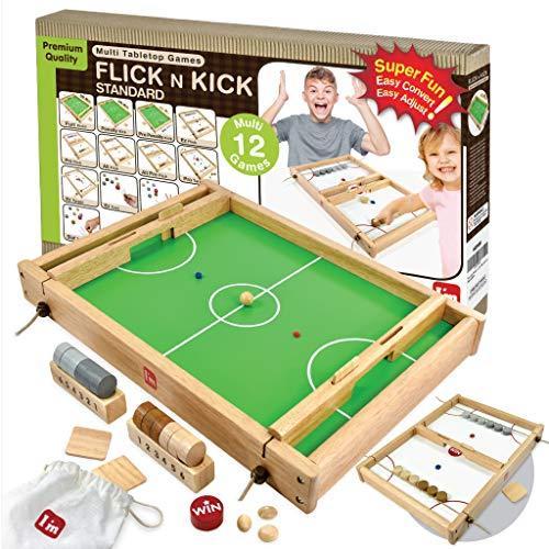 Flipkick: 木製テーブルトップサッカー/サッカーピンボールゲーム 屋内ポータブルスポーツテーブルボード 子供や家族用