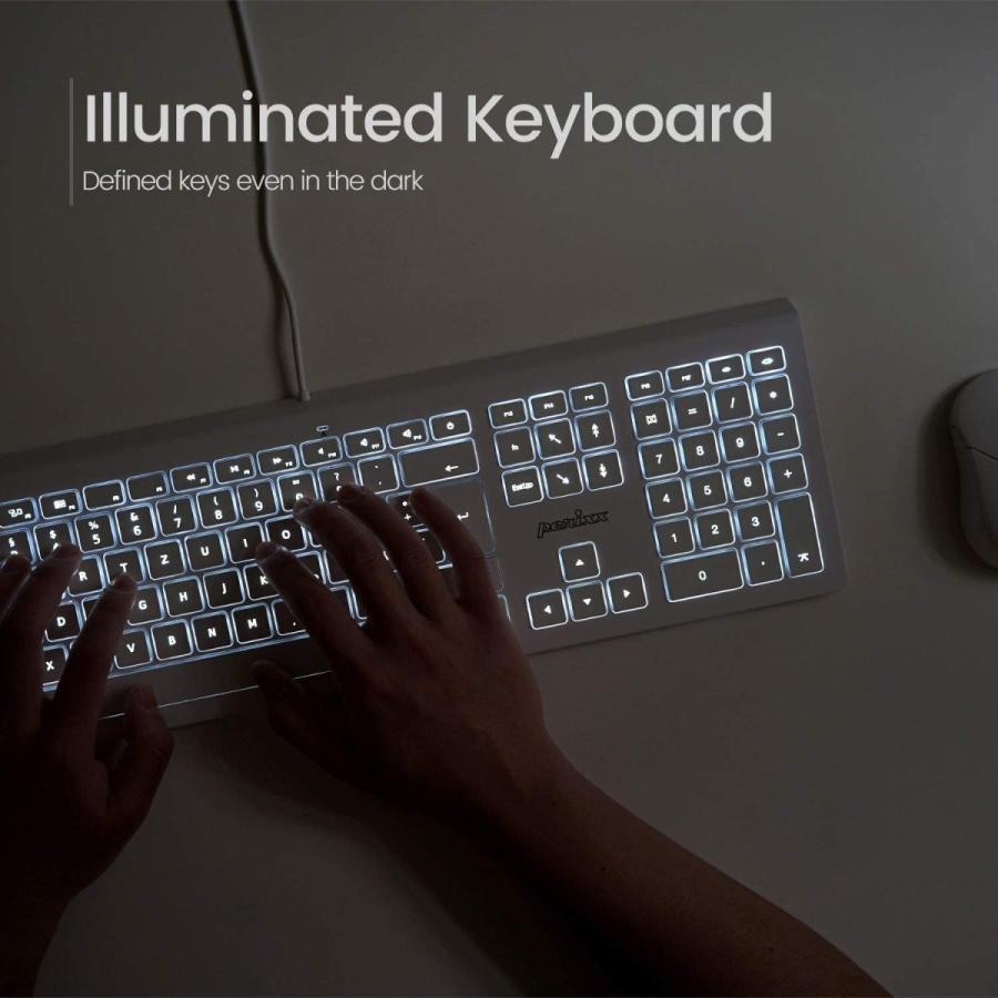 買いオンラインストア ぺリックス PERIBOARD-323 バックライトキーボード 有線 Mac/iOS対応 薄型 ホワイト LED付 スタンダードサイズ 【正規保証】 英語配列